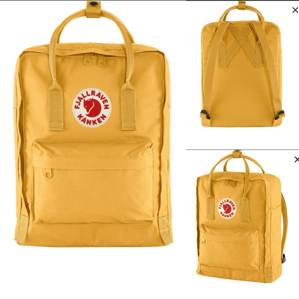BNWT Fjällräven Kånken Backpack – Ochre 🎒 💛 + Tilly’s Keychain